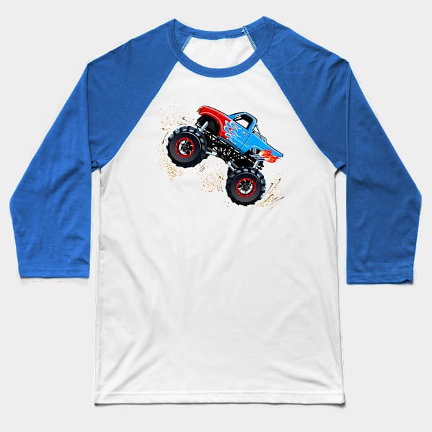 Cartoon monster truck Baseball T-Shirt by Mechanik